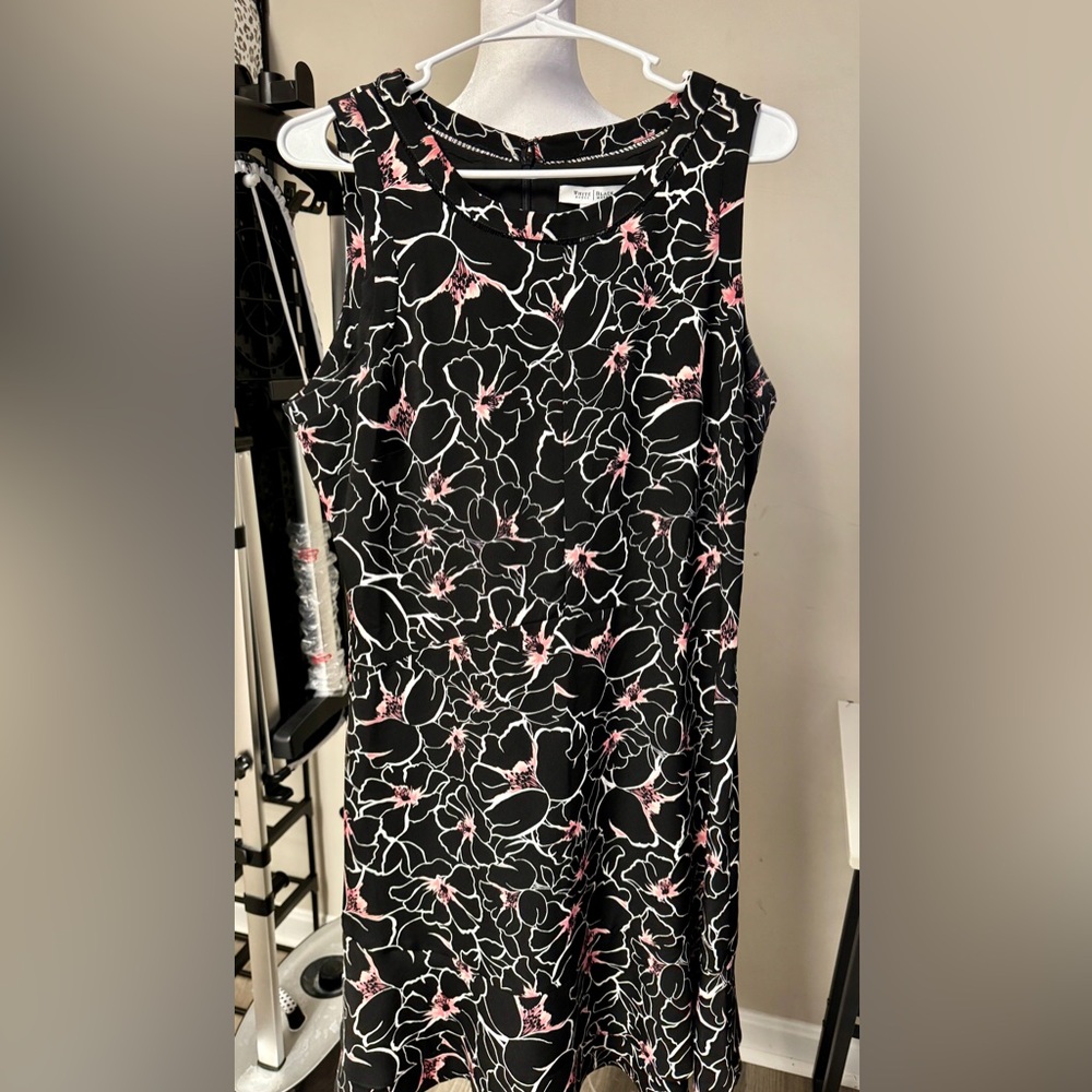 White House Black Market Black and Pink Floral Dress